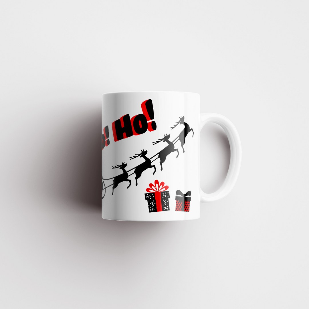 Weihnachtstasse – Ho! Ho! Ho! – moderner Santa-Motivdruck – in 3 Farben erhältlich – Bild 2