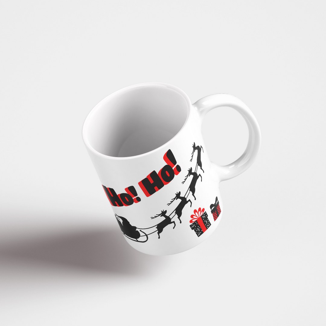 Weihnachtstasse – Ho! Ho! Ho! – moderner Santa-Motivdruck – in 3 Farben erhältlich – Bild 3