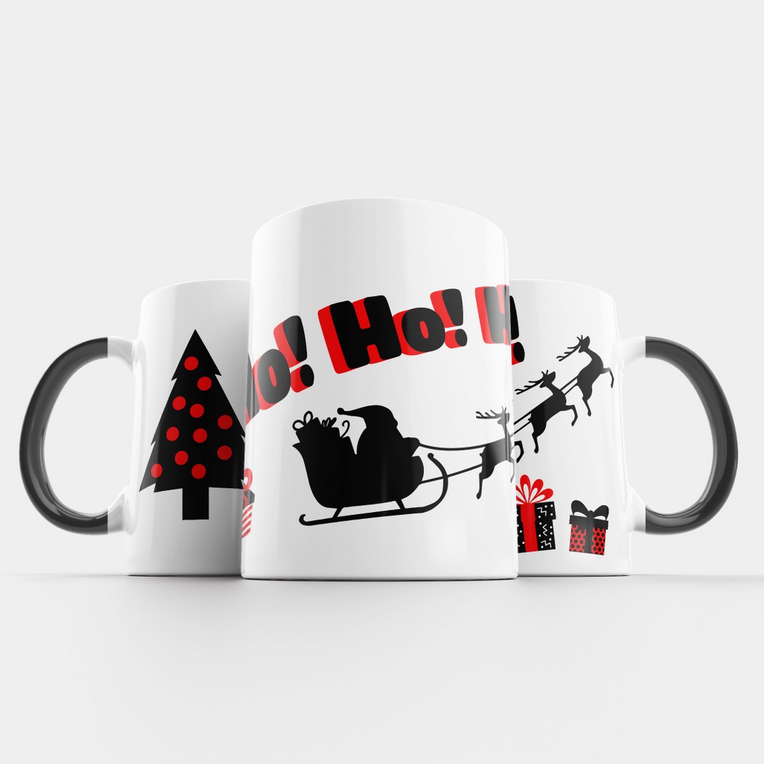 Weihnachtstasse – Ho! Ho! Ho! – moderner Santa-Motivdruck – in 3 Farben erhältlich – Bild 9