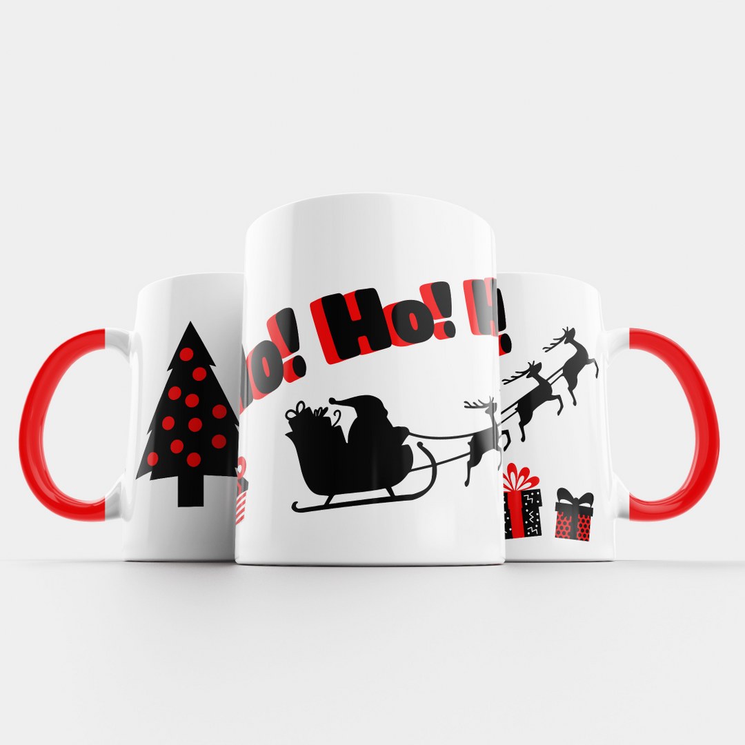 Weihnachtstasse – Ho! Ho! Ho! – moderner Santa-Motivdruck – in 3 Farben erhältlich – Bild 5