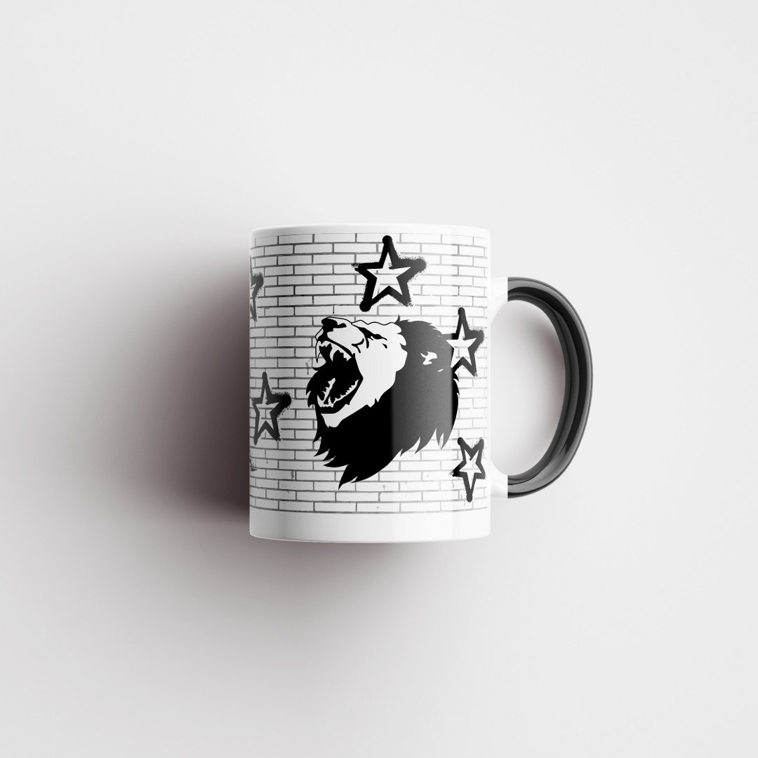 Motivations-Tasse „Never give up!“ - Löwenmotiv - Kraftvolles Graffiti-Design – Bild 2