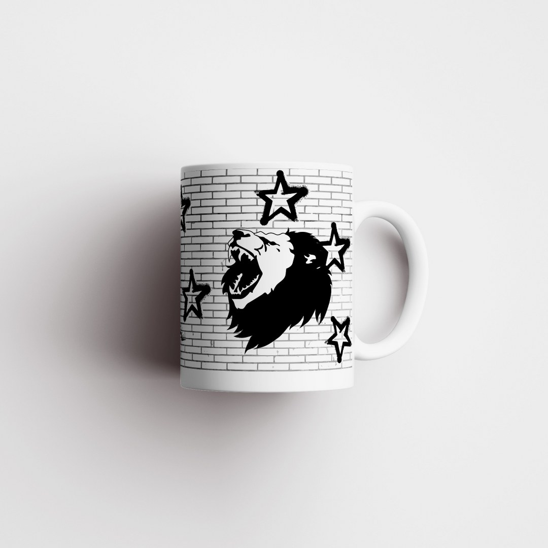 Motivations-Tasse „Never give up!“ - Löwenmotiv - Kraftvolles Graffiti-Design – Bild 6