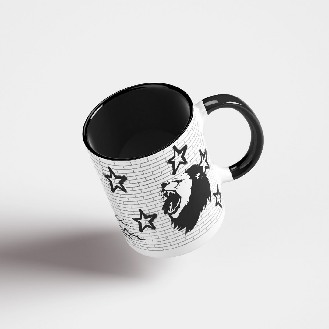 Motivations-Tasse „Never give up!“ - Löwenmotiv - Kraftvolles Graffiti-Design – Bild 3