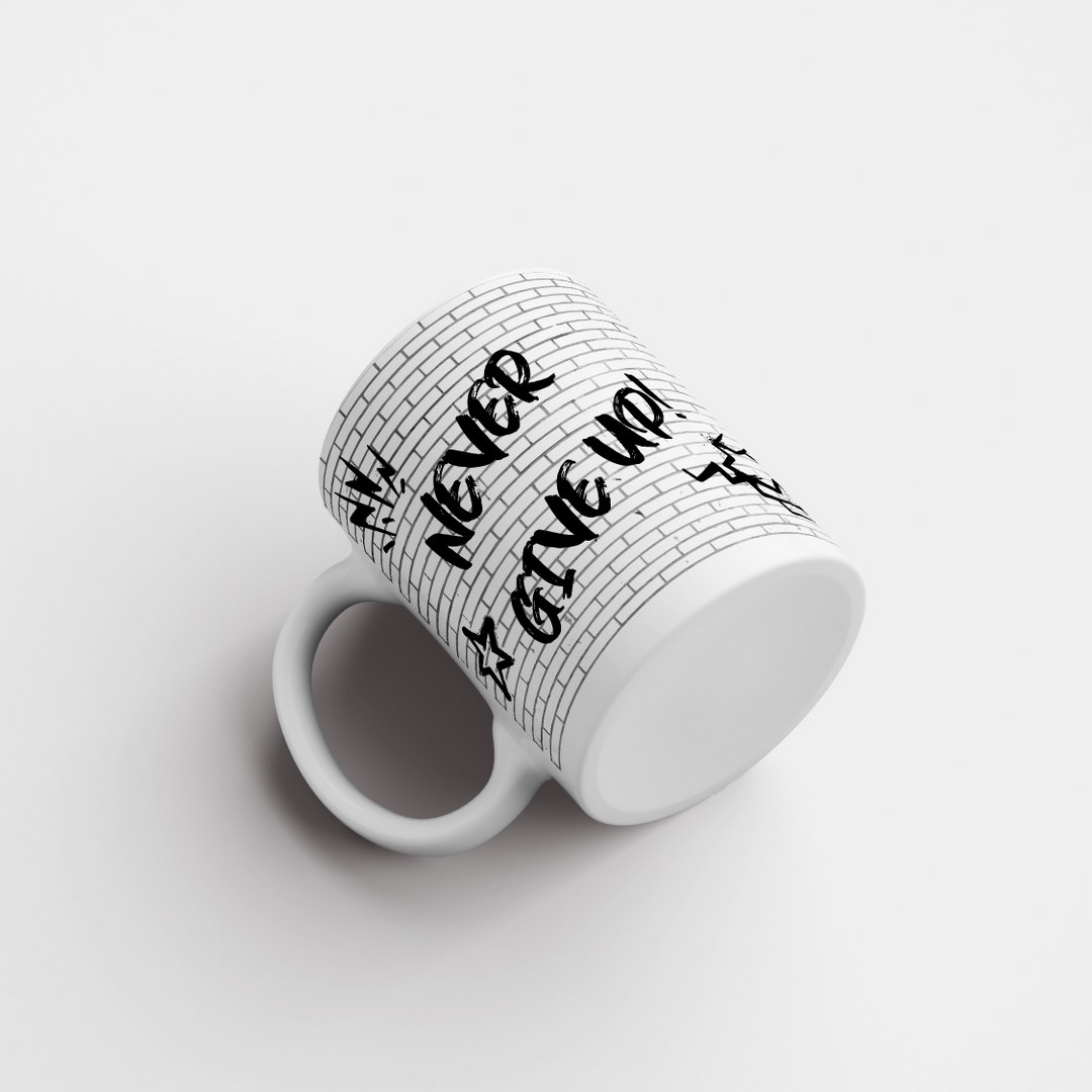 Motivations-Tasse „Never give up!“ - Löwenmotiv - Kraftvolles Graffiti-Design – Bild 8