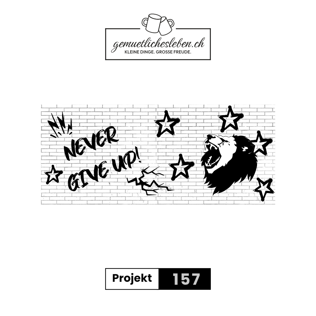 Motivations-Tasse „Never give up!“ - Löwenmotiv - Kraftvolles Graffiti-Design – Bild 9