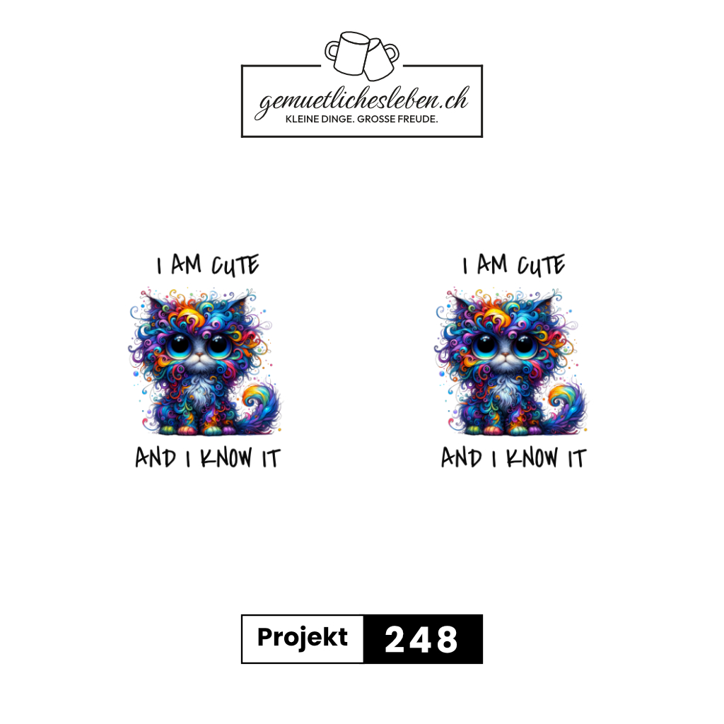 Farbenfrohe Katzen-Tasse – „I Am Cute And I Know It“ – Lustige Geschenkidee für Katzenliebhaber – Bild 16