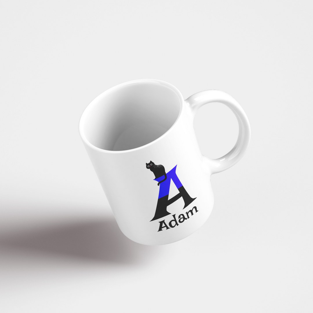 Personalisierte Tasse mit Namen und Buchstaben – lustige Katzentasse – Bild 2