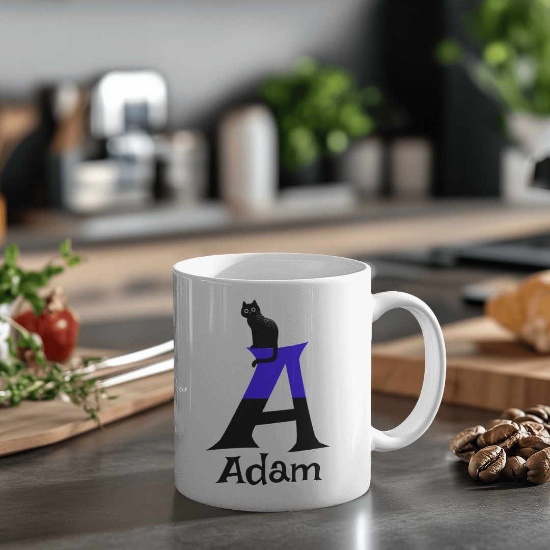 Personalisierte Tasse mit Namen und Buchstaben – lustige Katzentasse – Bild 13
