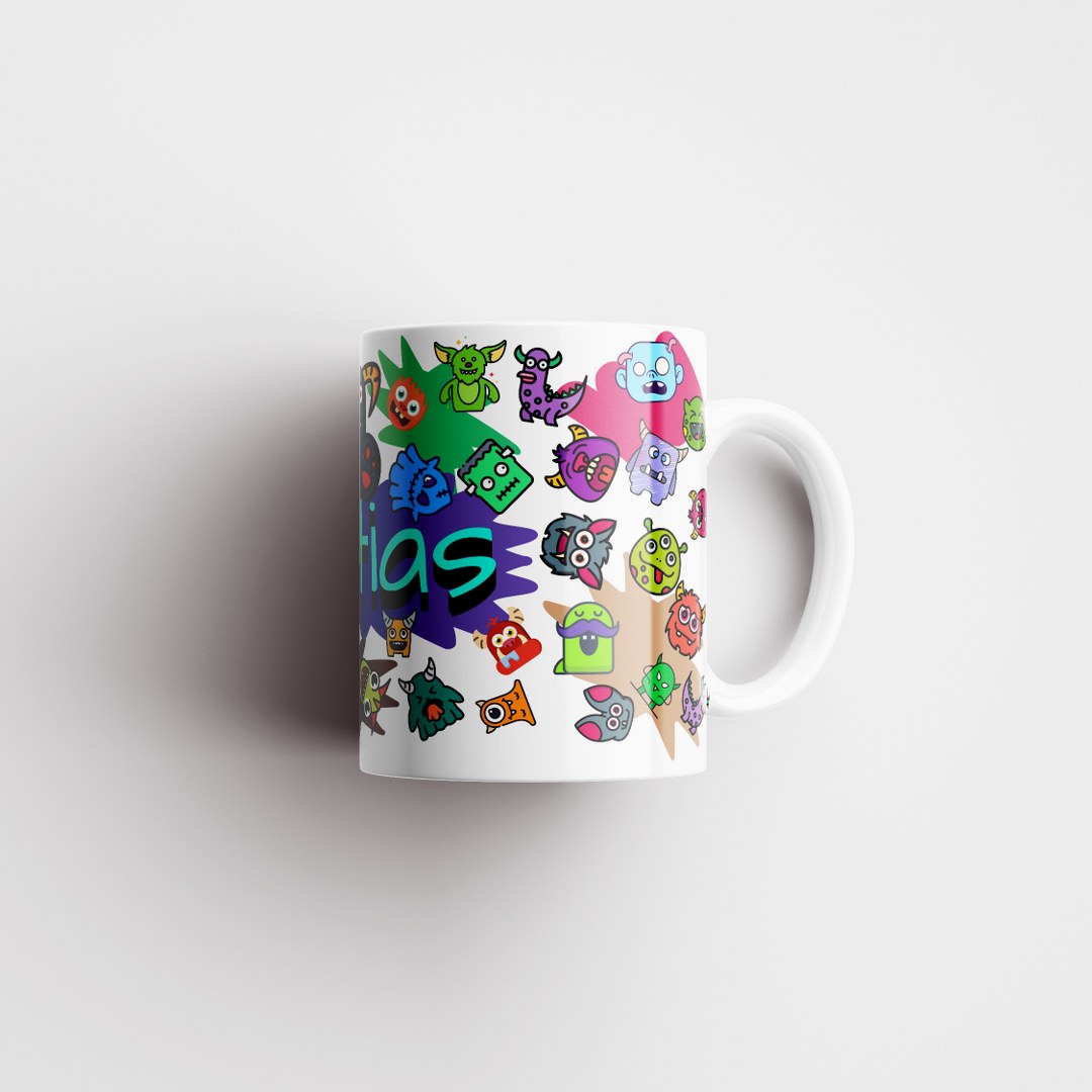 Personalisierte Tasse mit Namen – Lustiges Monstermotiv in buntem Design – Bild 2