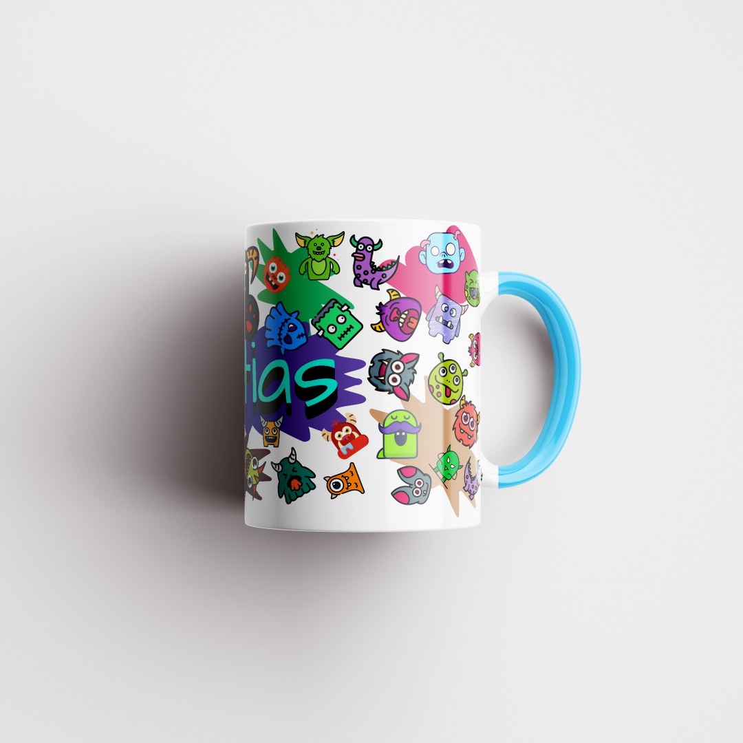 Personalisierte Tasse mit Namen – Lustiges Monstermotiv in buntem Design – Bild 6