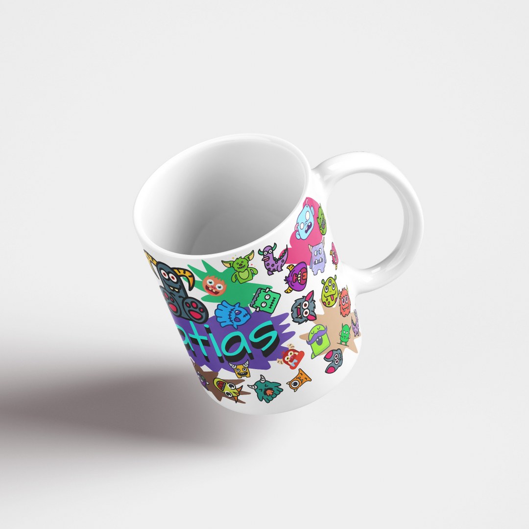Personalisierte Tasse mit Namen – Lustiges Monstermotiv in buntem Design – Bild 3