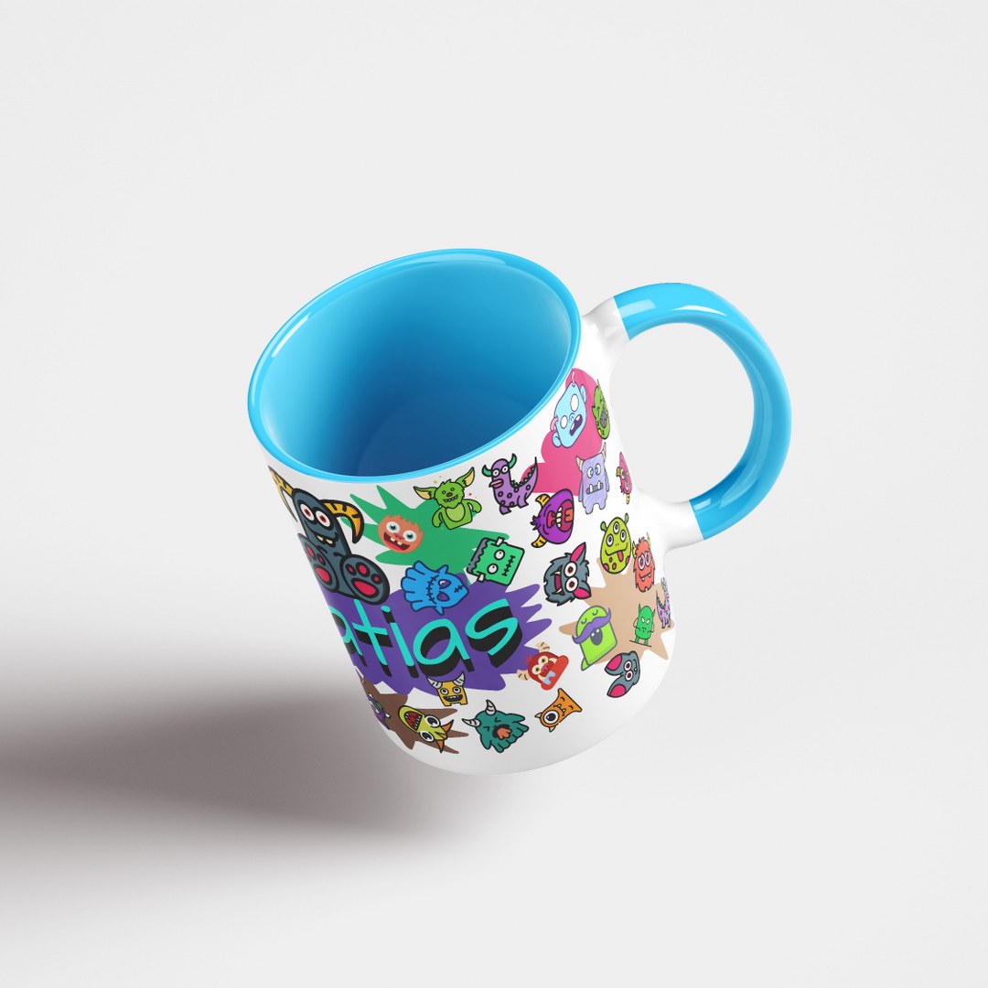 Personalisierte Tasse mit Namen – Lustiges Monstermotiv in buntem Design – Bild 7