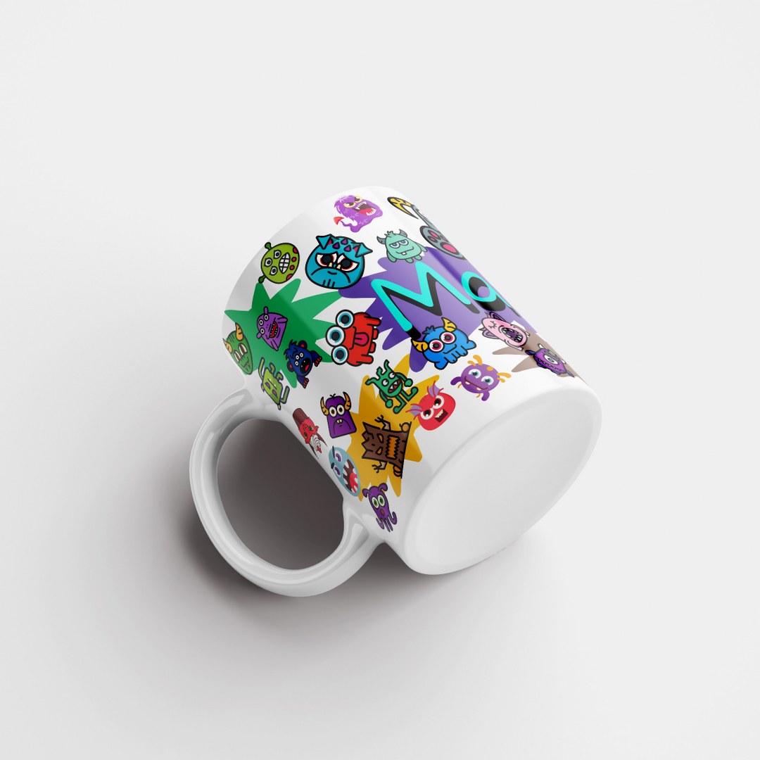 Personalisierte Tasse mit Namen – Lustiges Monstermotiv in buntem Design – Bild 4