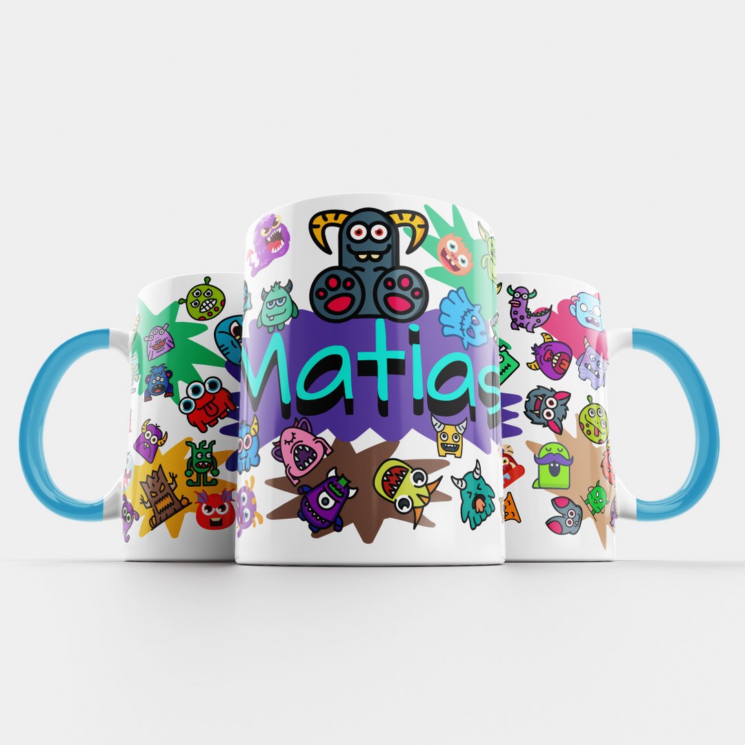 Personalisierte Tasse mit Namen – Lustiges Monstermotiv in buntem Design – Bild 5