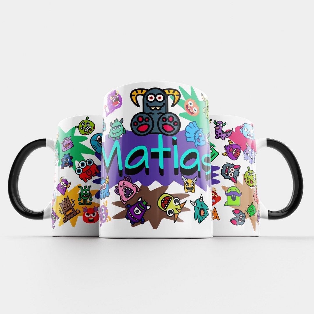 Personalisierte Tasse mit Namen – Lustiges Monstermotiv in buntem Design – Bild 9