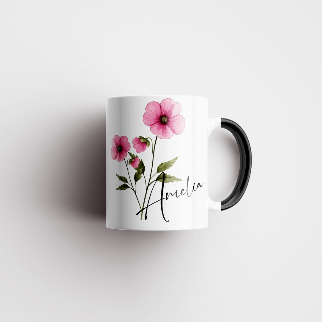 Personalisierte Tasse mit Namen und Blumenmotiv – Elegantes Geschenk für Mama, Schwester oder Oma – Bild 4