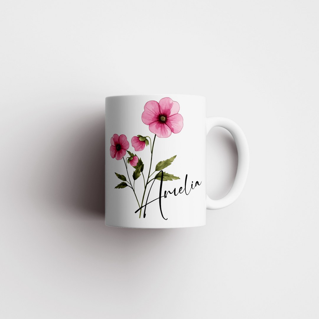 Personalisierte Tasse mit Namen und Blumenmotiv – Elegantes Geschenk für Mama, Schwester oder Oma – Bild 7
