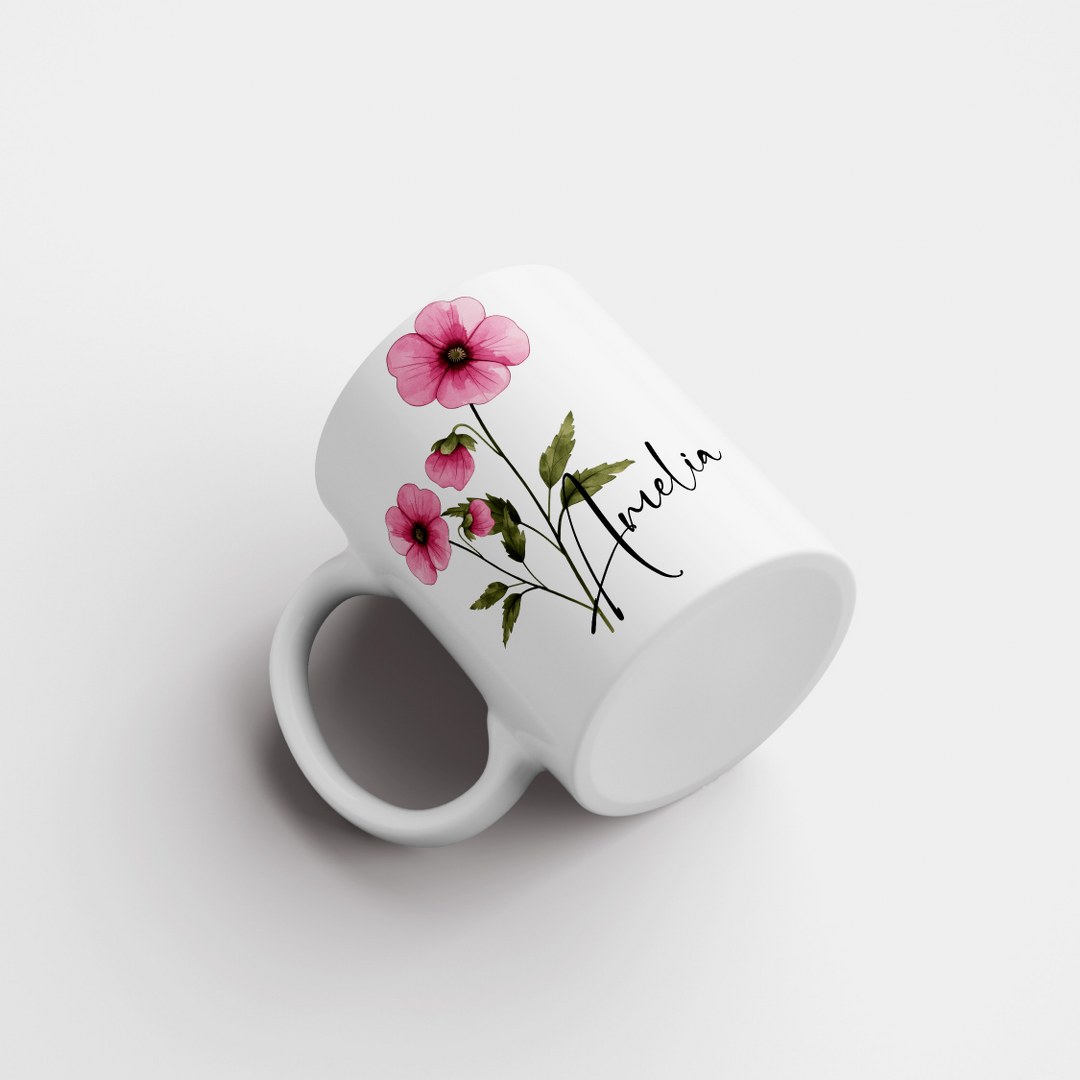 Personalisierte Tasse mit Namen und Blumenmotiv – Elegantes Geschenk für Mama, Schwester oder Oma – Bild 9