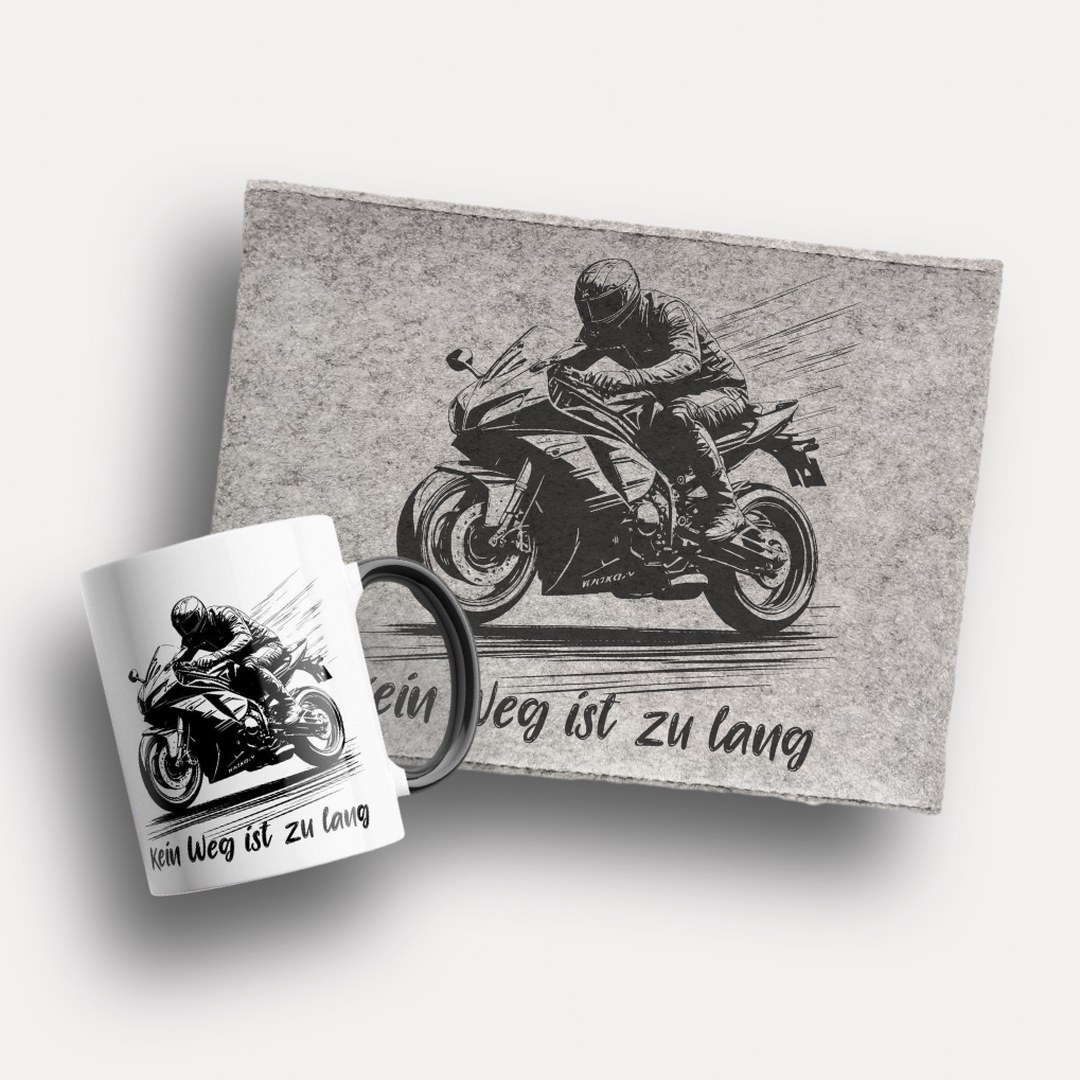 Personalisiertes Motorrad-Geschenkset mit Namen – Tasse & Filz-Etui im Biker-Design – Bild 2