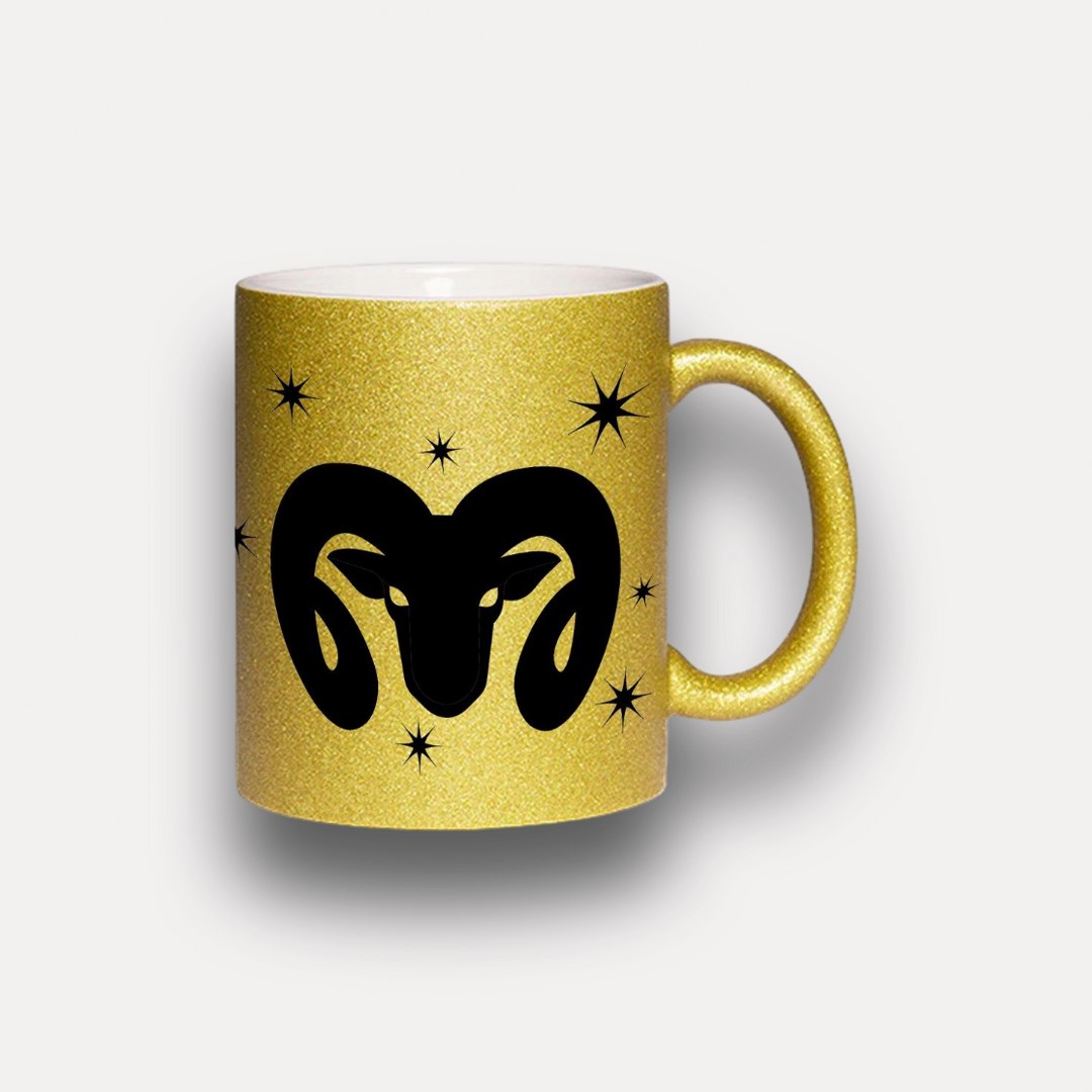Glitzer Tasse Sternzeichen Widder – Sternzeichen Geschenk in Silber oder Gold – Bild 6