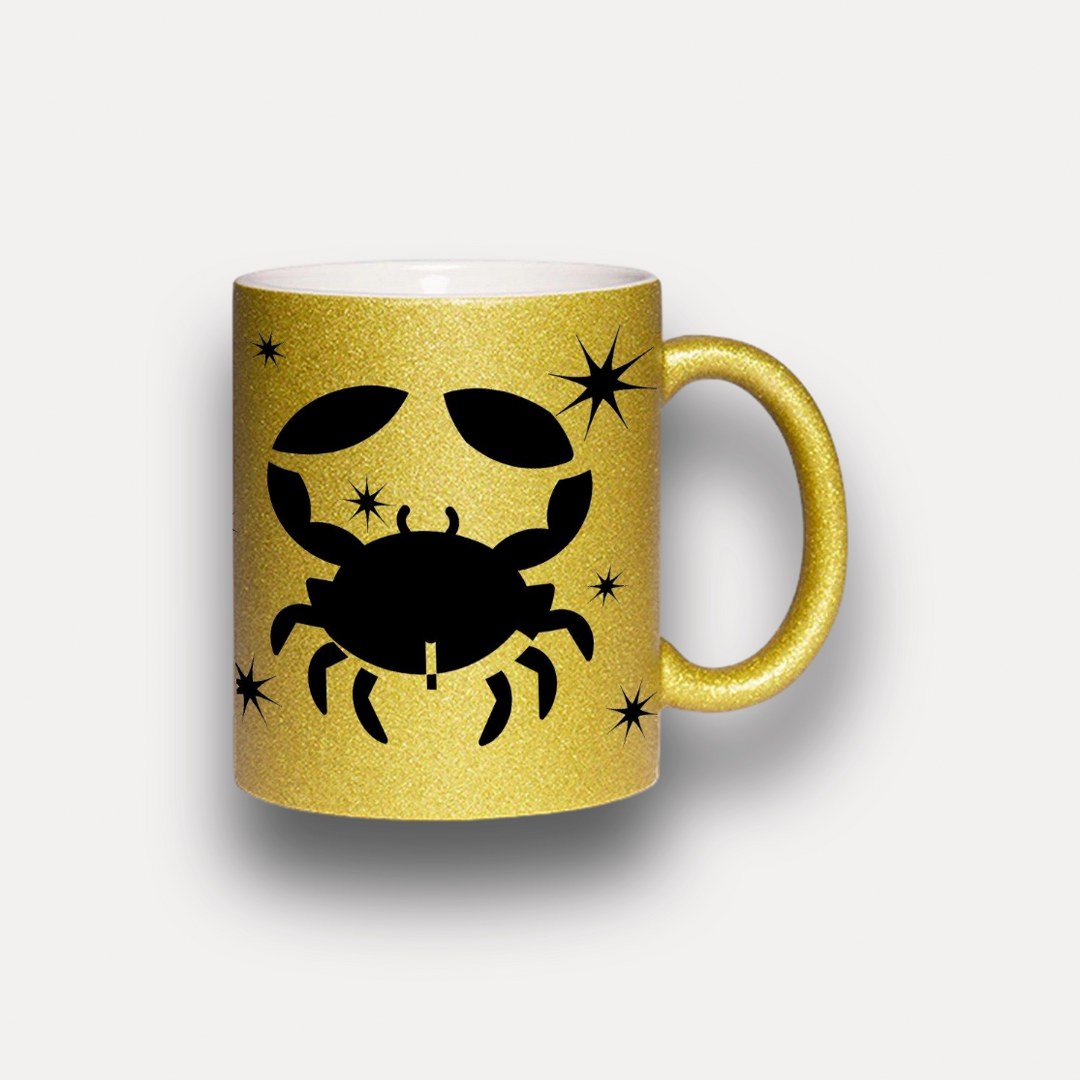 Glitzer Tasse Sternzeichen Krebs – Sternzeichen Geschenk in Silber oder Gold – Bild 6