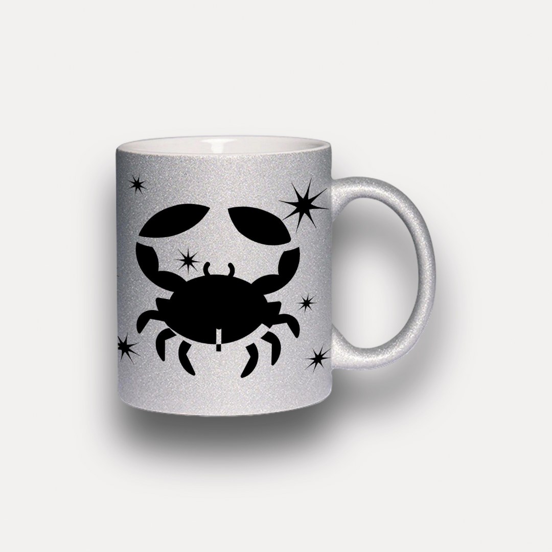 Glitzer Tasse Sternzeichen Krebs – Sternzeichen Geschenk in Silber oder Gold – Bild 3