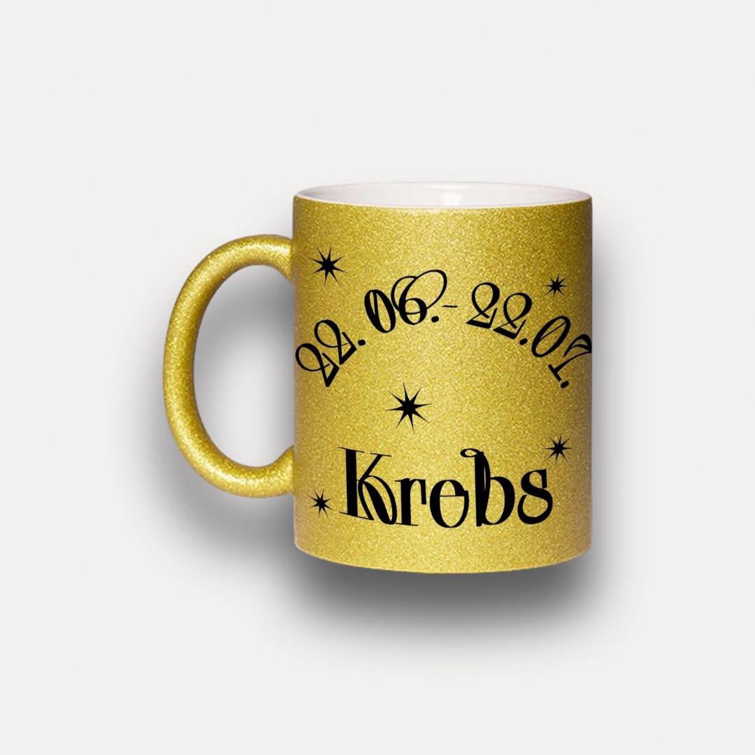 Glitzer Tasse Sternzeichen Krebs – Sternzeichen Geschenk in Silber oder Gold – Bild 5