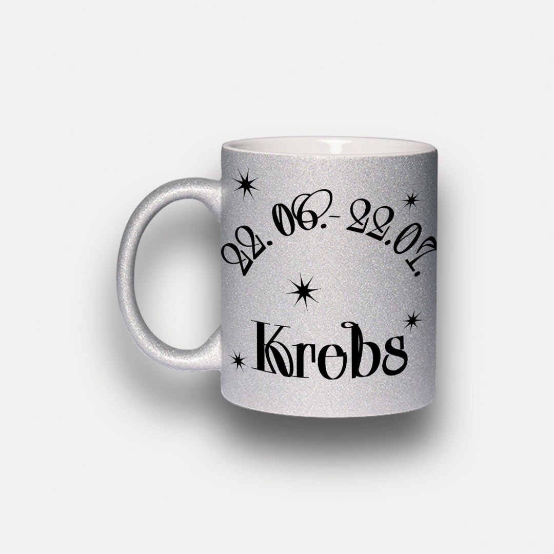 Glitzer Tasse Sternzeichen Krebs – Sternzeichen Geschenk in Silber oder Gold – Bild 2