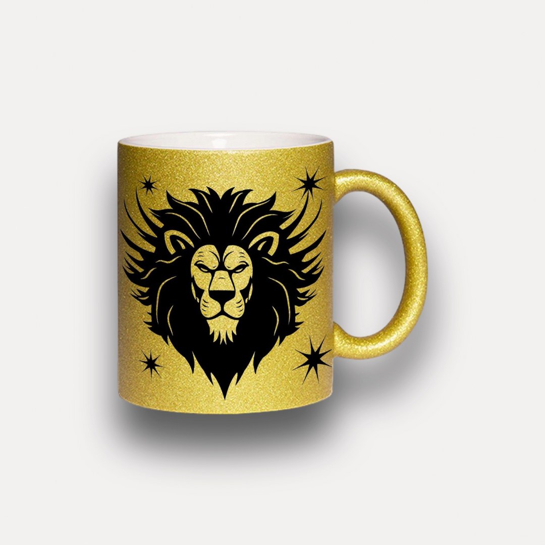 Glitzer Tasse Sternzeichen Löwe – Sternzeichen Geschenk in Silber oder Gold – Bild 6