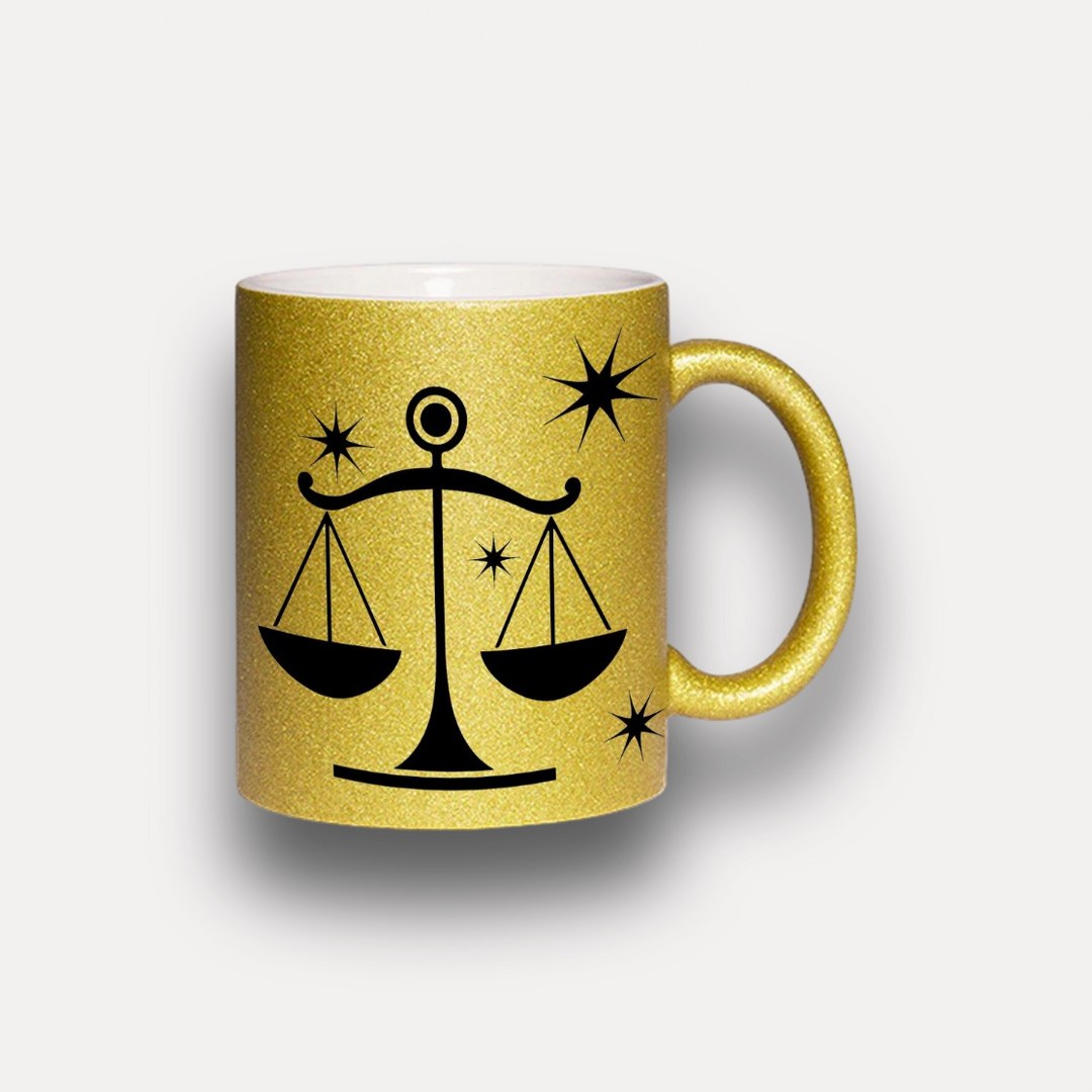 Glitzer Tasse Sternzeichen Waage – Sternzeichen Geschenk in Silber oder Gold – Bild 6