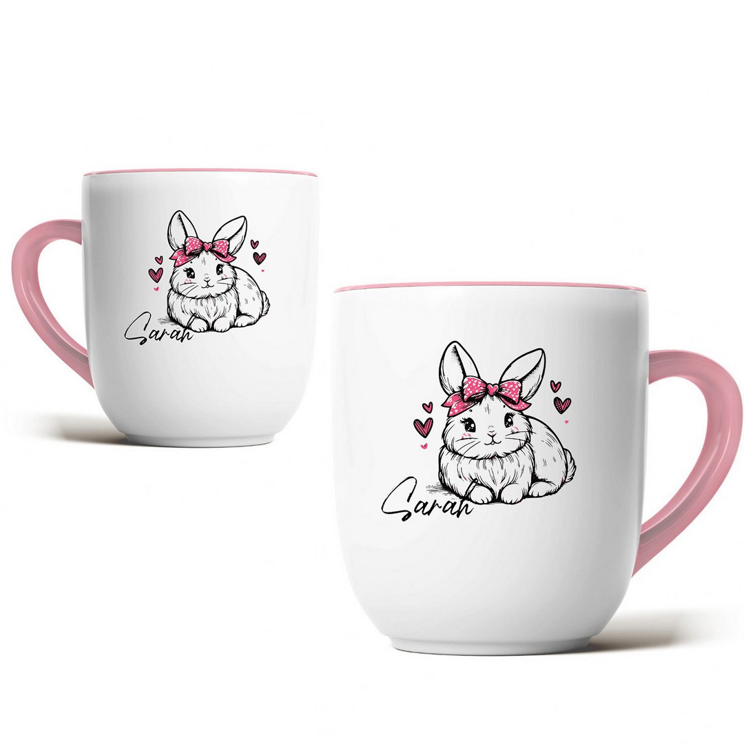 Personalisierte Ostertasse mit Namen – liebevolles Hasenmotiv mit Schleife – Bild 5