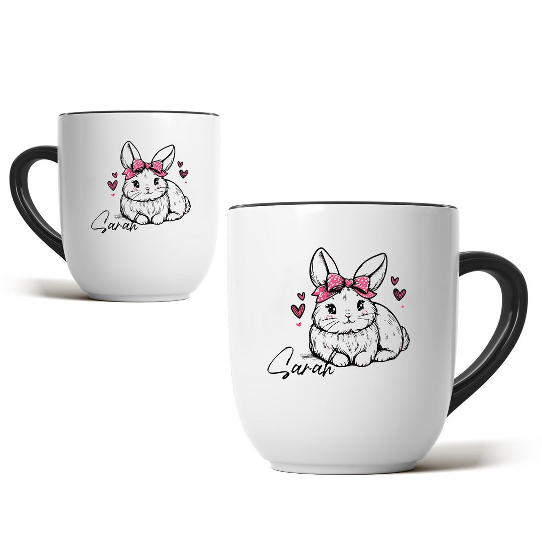 Personalisierte Ostertasse mit Namen – liebevolles Hasenmotiv mit Schleife – Bild 8