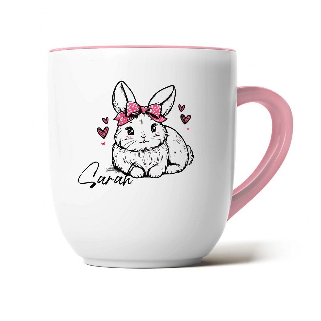 Personalisierte Ostertasse mit Namen – liebevolles Hasenmotiv mit Schleife – Bild 7