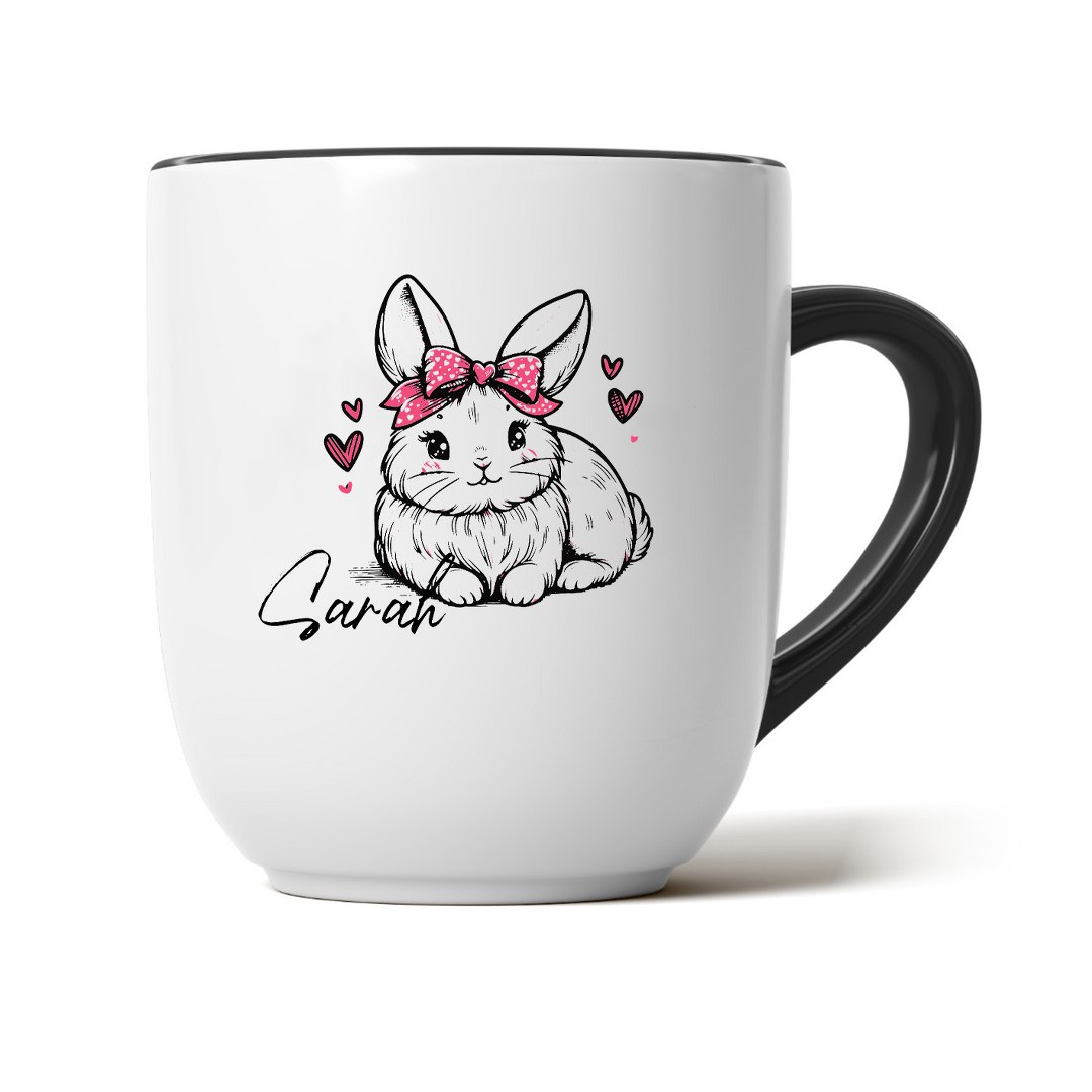 Personalisierte Ostertasse mit Namen – liebevolles Hasenmotiv mit Schleife – Bild 10