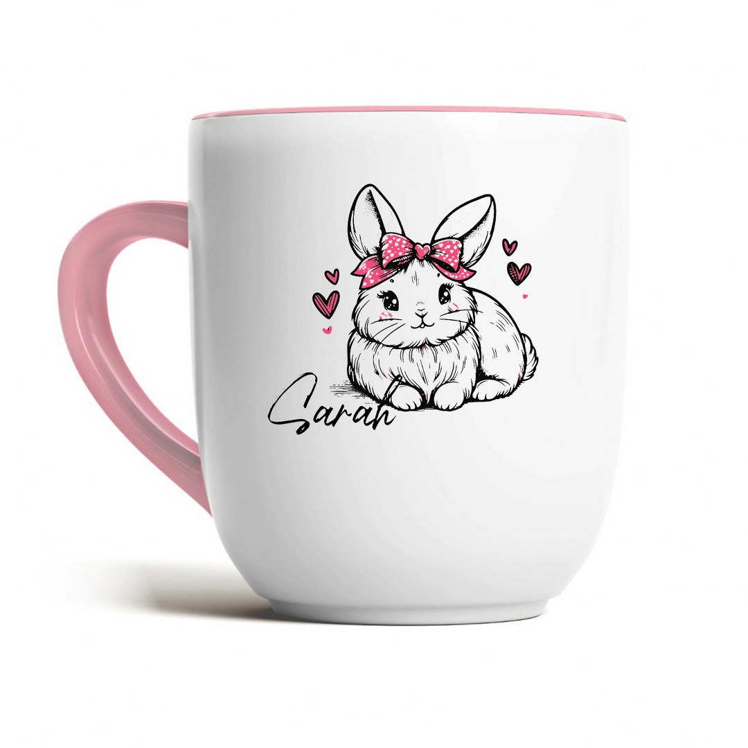 Personalisierte Ostertasse mit Namen – liebevolles Hasenmotiv mit Schleife – Bild 6
