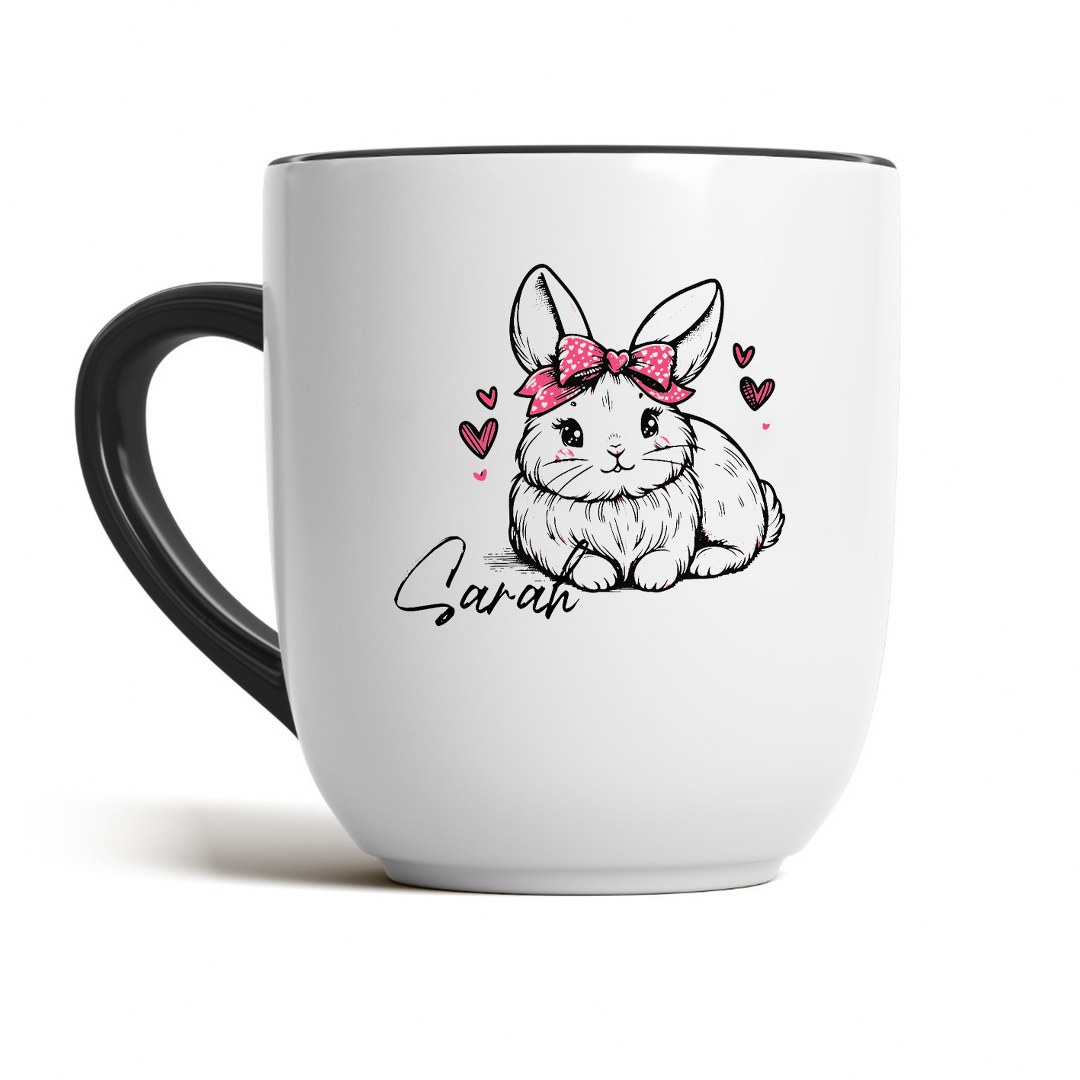 Personalisierte Ostertasse mit Namen – liebevolles Hasenmotiv mit Schleife – Bild 9