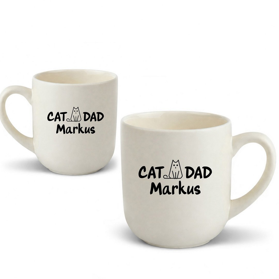 Personalisierte Tasse mit Namen „Cat Dad“ – Geschenk für Katzenliebhaber – Bild 2